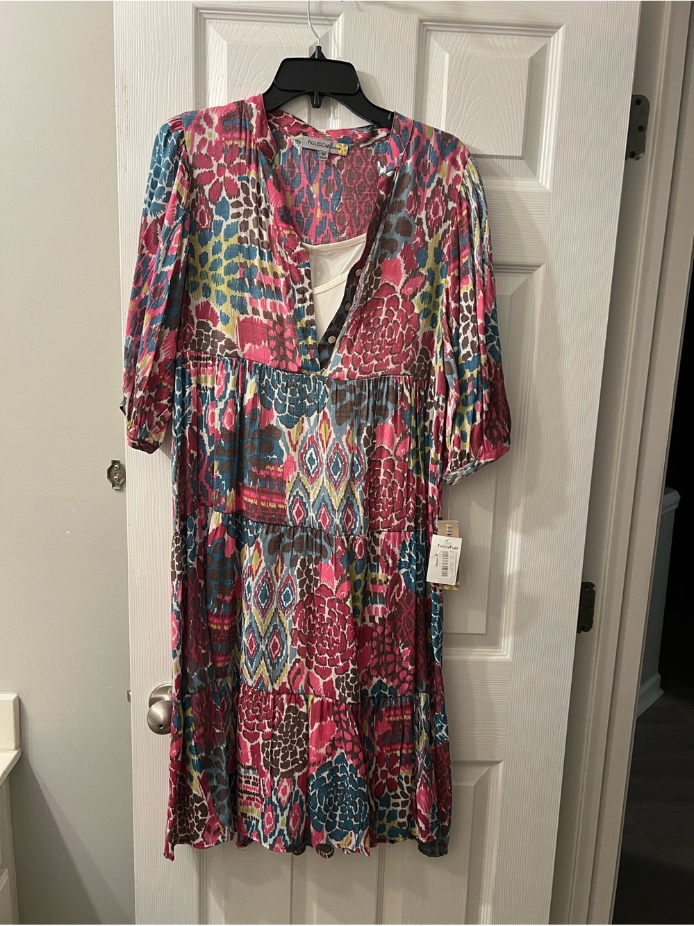 Anthropologie Multicolor Printed Tiered Midi Dress